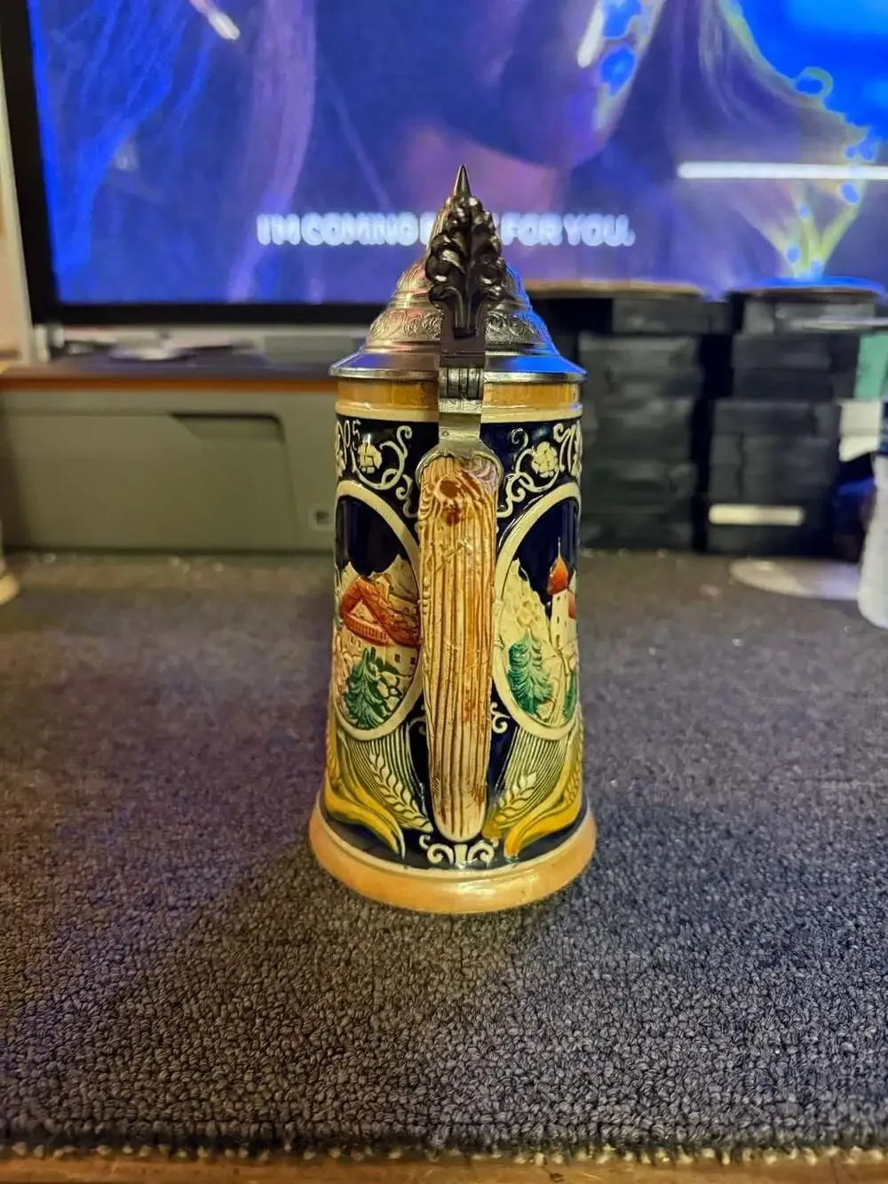Vintage Reinhold Merkelbach German Beer Stein 4071 Depicting Hunter